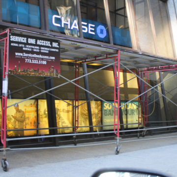 Pedestrian Sidewalk Canopy and Scaffold Rental